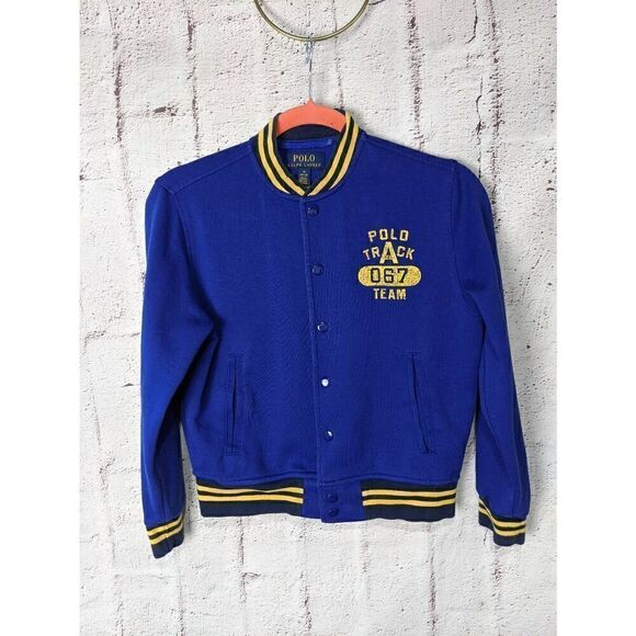 Polo Ralph Lauren Royal Blue Cotton Track Team '67 Baseball Jacket sz M 10-12